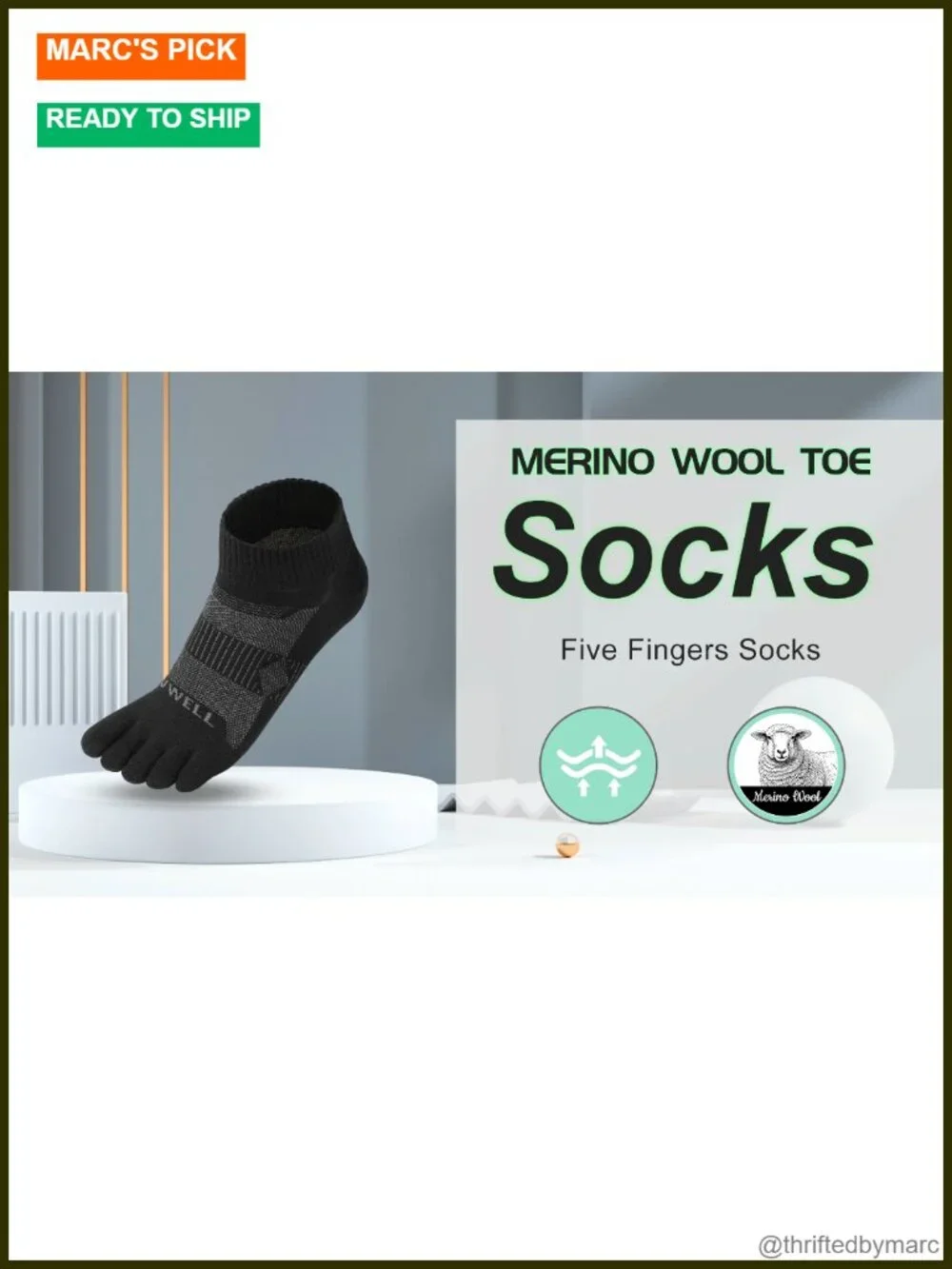 Merino Wool Toe Socks for Men and Women, Moisture Wicking Ankle Five Finger